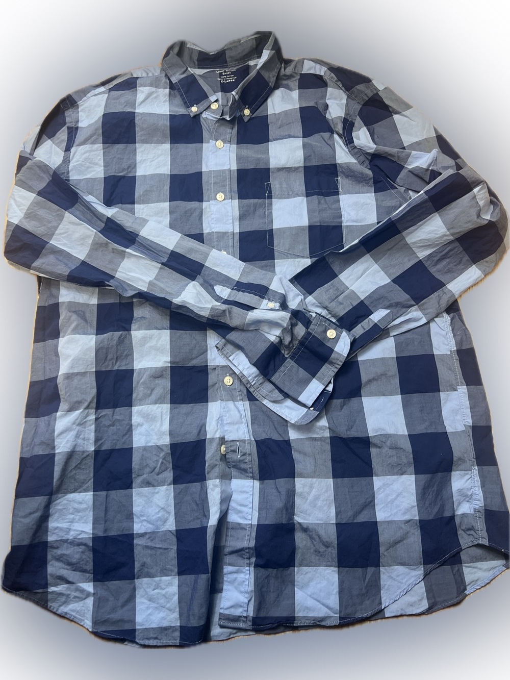 J.Crew Plaid Shirt Button Up Lightweight Cotton Navy Blue